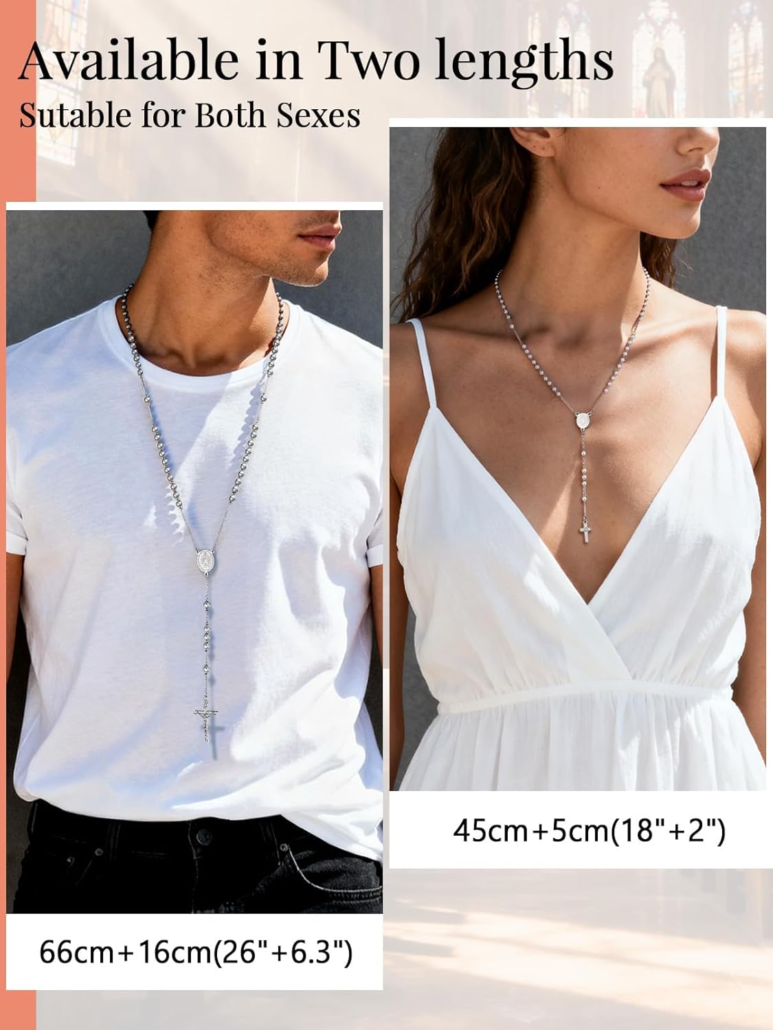 FaithHeart Virgin Mary Rosary for Women, Gold/Silver/Rose Gold/Black Stainless Steel Rosary Necklace for Women Dainty Catholic Gifts with Pray Card and Gift Box - Image 3