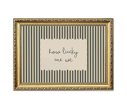 How Lucky Are We Sign Wall Art Trendy Green Striped