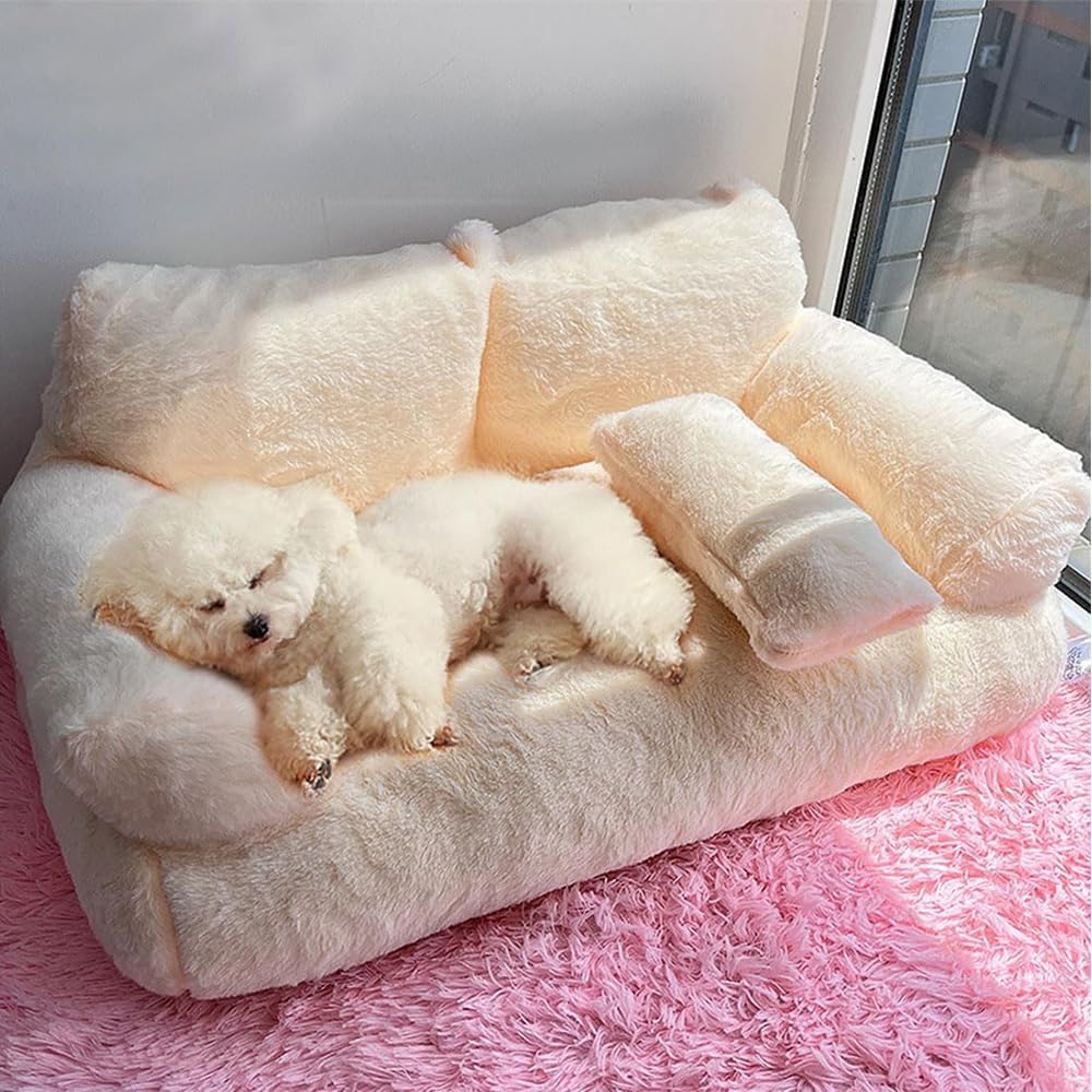 review Revuera Pet Sofa, Plush pet Sofa, Calming pet Sofa, Washable Large Memory Foam, Fluffy Plush Pet Sofa, Dog Sofa Couch Bed for Large Small Dogs & Cats (Light Gray,M)