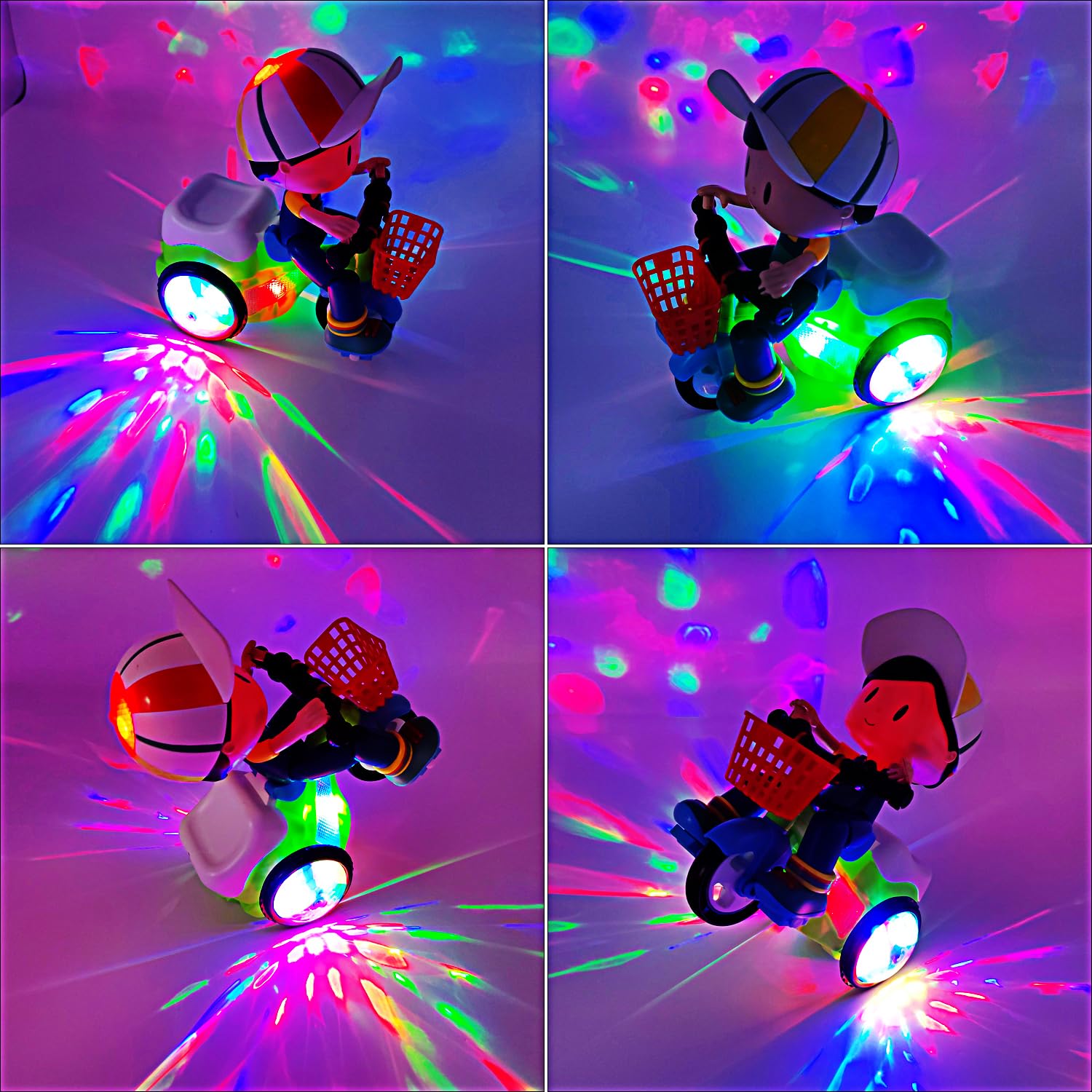 Triciclo eléctrico para bebés y niños pequeños, juguete de caricatura, motocicleta, vehículo, actuación, música, luces luminosas, regalos de cumpleaños para niños (niño) 3