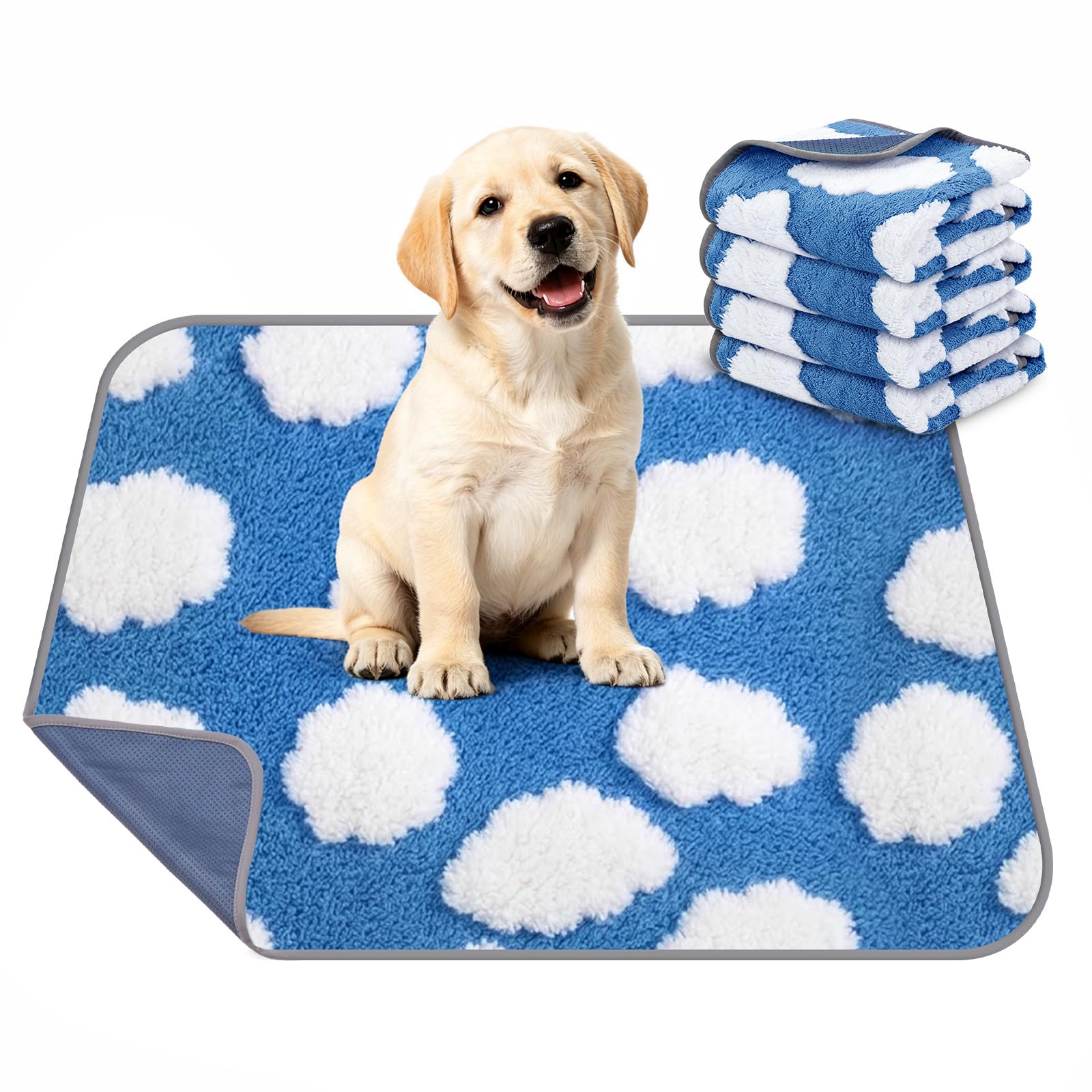 LOOBANI Washable Puppy Pads 4 Pack Non-Slip Reusable Dog Pee Pad 46x61cm