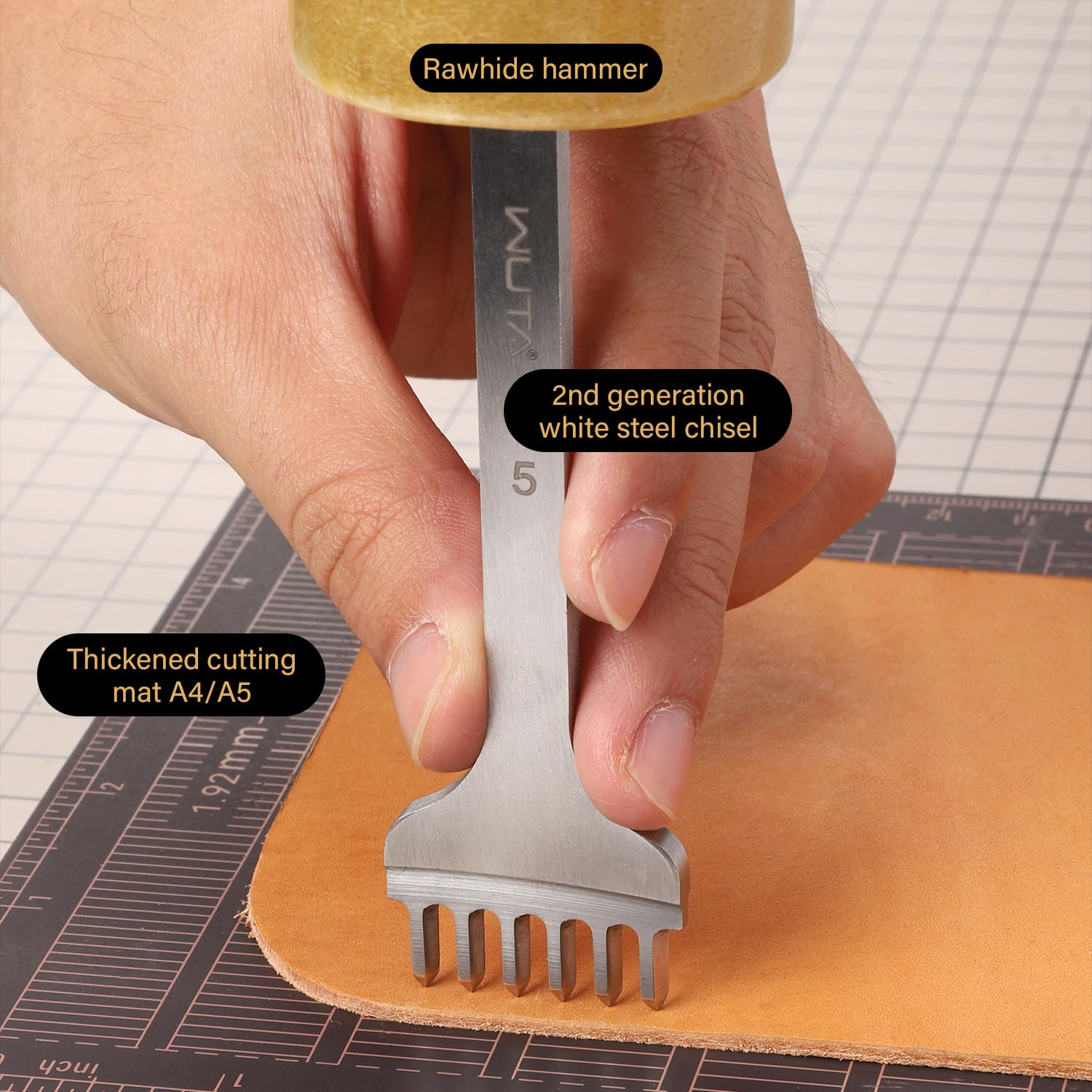 WUTA Perforatrice in pelle, di seconda generazione, in acciaio ad alta velocità, per il fai da te (4 mm 1 + 2 + 4 + 6)