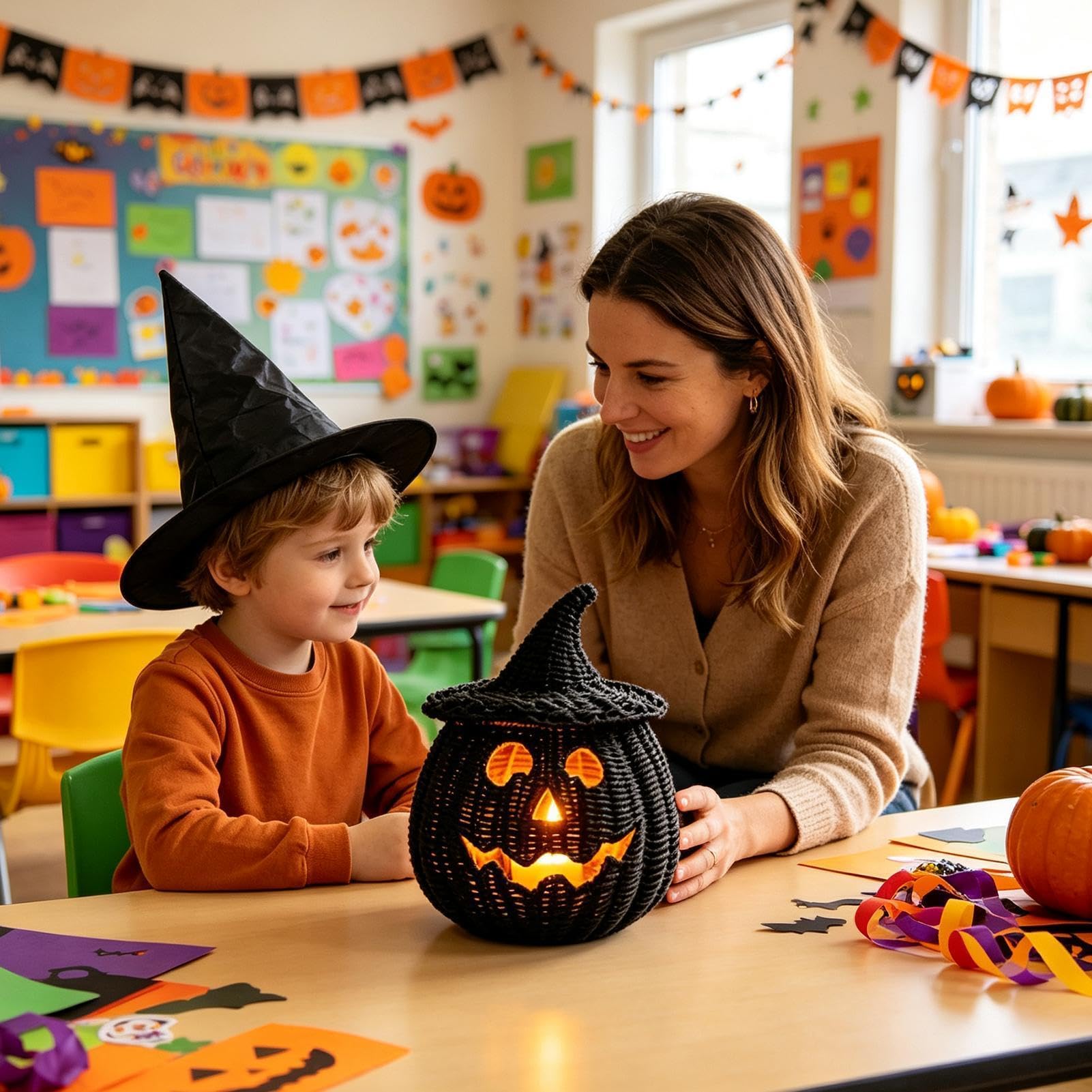 Geflochtener Halloween-Kürbis LED-Kerze Halloween-Aufbewahrungsbox