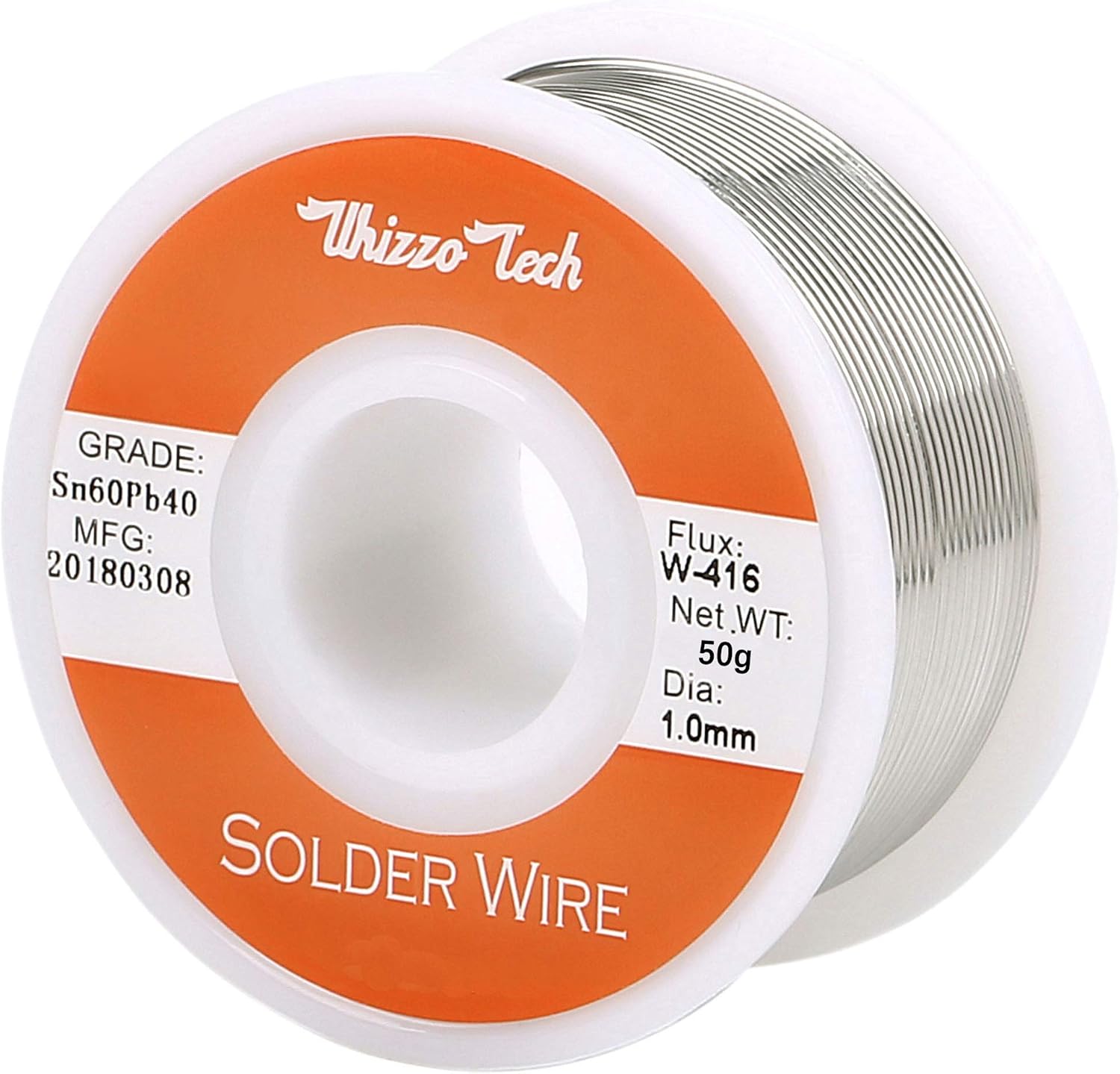Whizzotech Solder Wire 60/40 with Flux Rosin Core for Electrical Soldering 50g/0.11lb/2oz Diameter 0.039 Inch/1mm