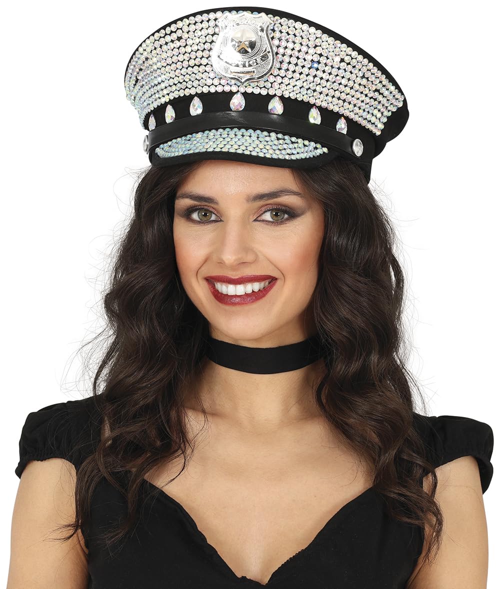 FIESTAS GUIRCA POLICE CAP WITH GLITTERS, ADULT