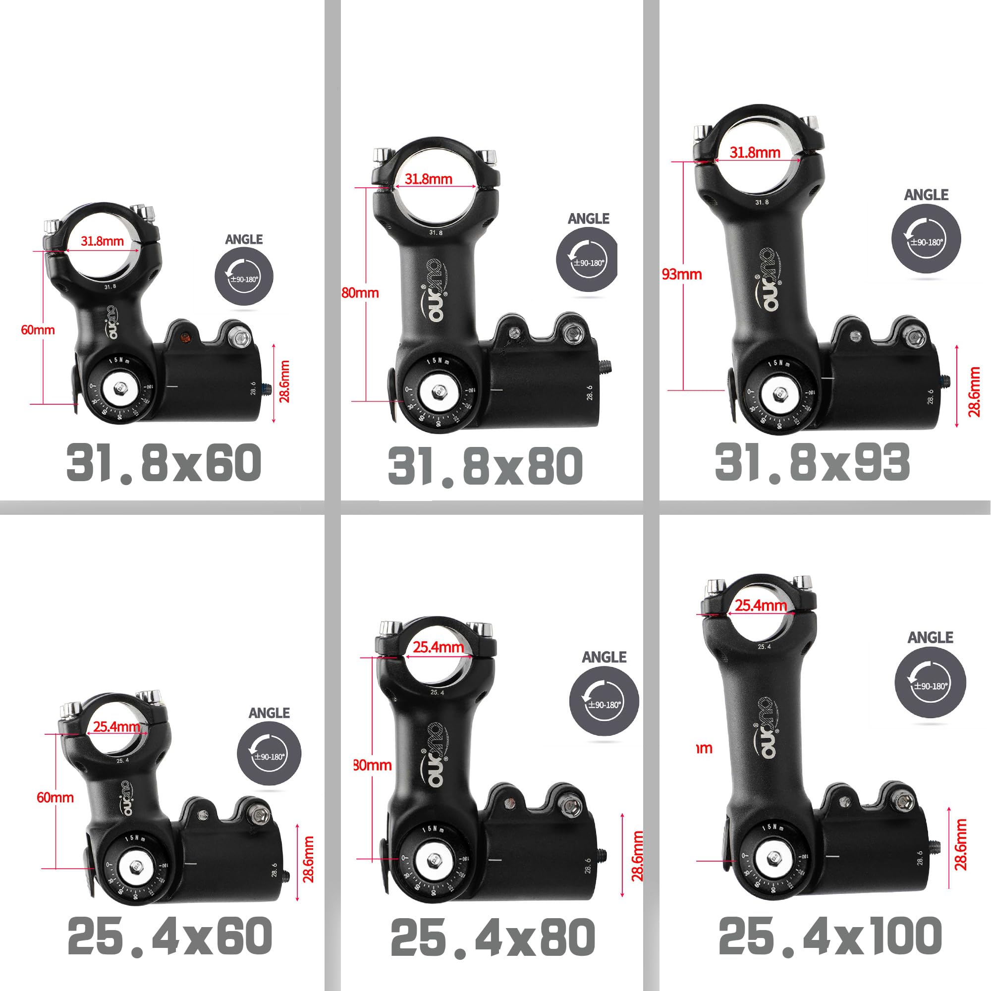 Fahrradvorbauten 1 Pcs Verstellbarer Vorbau Power Bike Tisch 90-180 Grad Fahrrad Lenker Extender 25.4/31,8mm Fahrradstiel