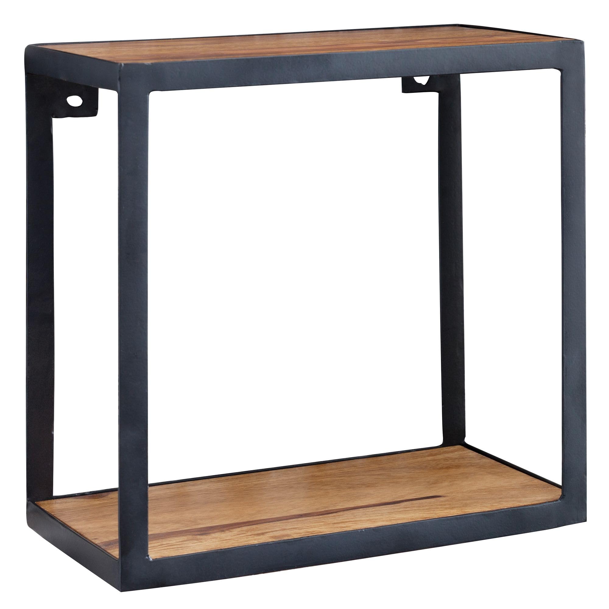 WOHNLING Półka Ścienna Puri 35x18x35 cm Lite Drewno Sheesham Metal
