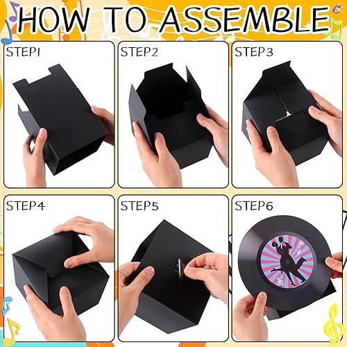 Miniatura 3 de Spiareal 18 juegos de cajas de flores de discos de vinilo de los años 50 para mesa, centros de mesa de música retro, centros de mesa de rock and