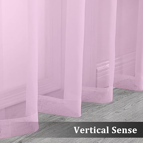 Miniatura 5 de OVZME Cortinas traslúcidas de gasa, filtran la luz, con jareta doble para cortinero, para cocina, dormitorio y sala de estar, 2 paneles, 42 pulgadas