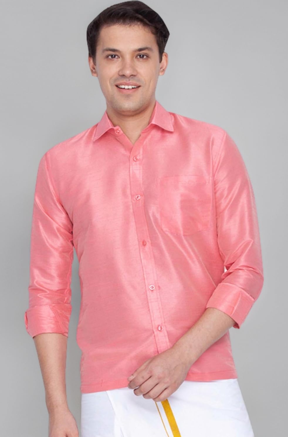 Men's Silk Blend Ethnic Shirt | Full Sleeves South Indian Traditional Shirt | Festive, Wedding, Casual Wear