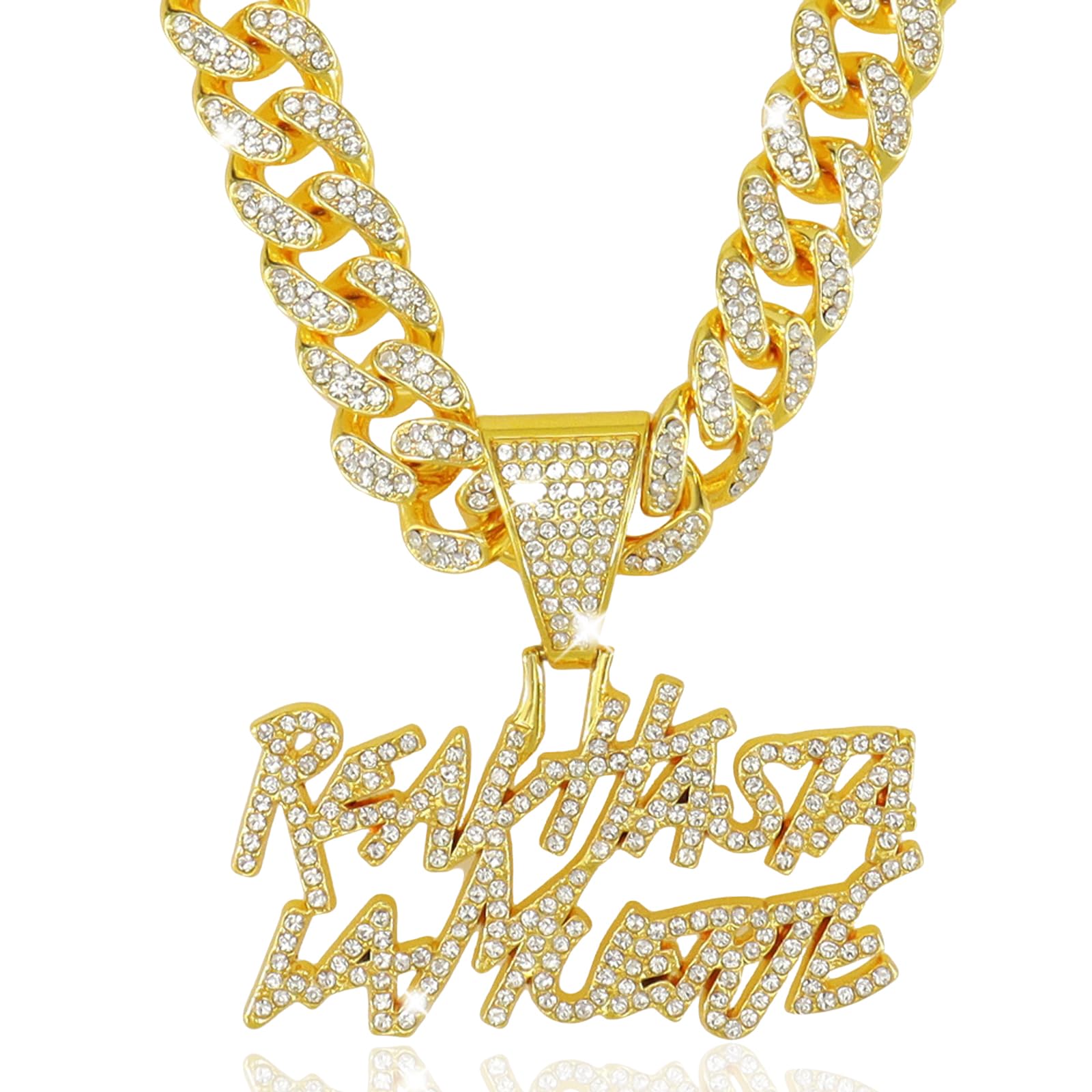 EDINGMCuban Link Chain for Men, Miami Mens Chain Silver Gold Plated Bling Necklace Diamond Chain for Men Iced Out Chain Hip Hop Jewelry