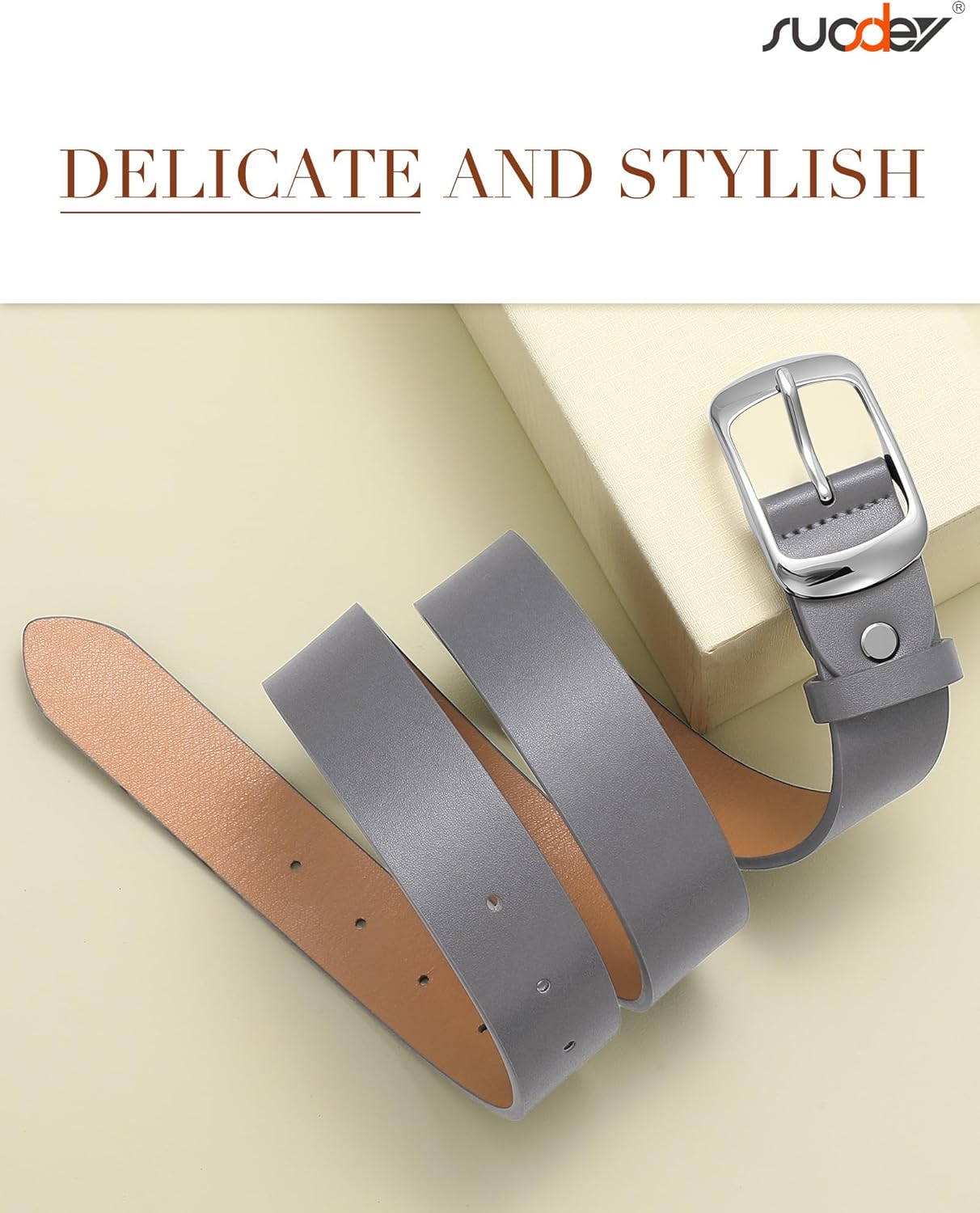 SUOSDEY Women Belts For Jeans Dresses Pants Ladies Leather Waist Belt with Elegant Buckle, Width 1.3" - Image 5