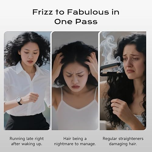 Miniatura 7 de Plancha plana de titanio 2 en 1 con calentamiento rápido y rápido, plancha alisadora profesional de 1 pulgada, 5 ajustes de temperatura para todo