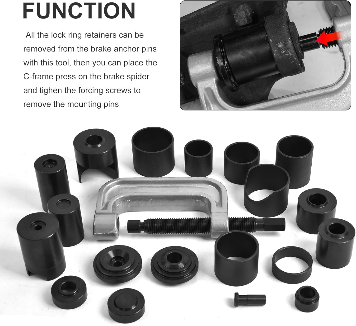 21PCS Ball Joint Press Kit, Master Ball Joint Removal Tool, Brake Anchor Pin U Joint Ball Joint Press Tool for 2WD 4WD Cars