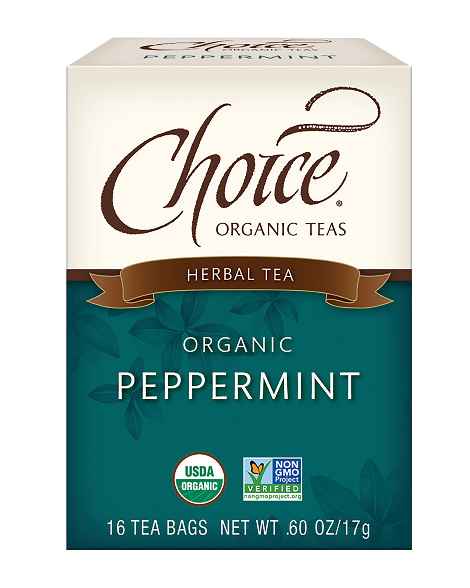 Choice Organics - Organic Peppermint Tea (6 Pack) - Compostable - Caffeine Free - 96 Organic Herbal Tea Bags