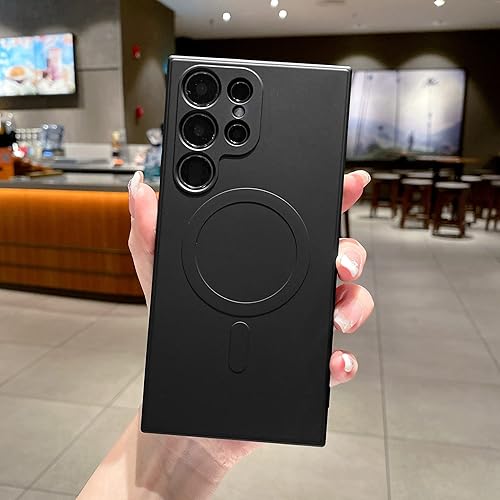 Miniatura 4 de Funda magnética para Galaxy S22 Ultra compatible con Magsafe silicona líquida delgada de TPU a prueba de golpes, funda protectora de lente de cámara