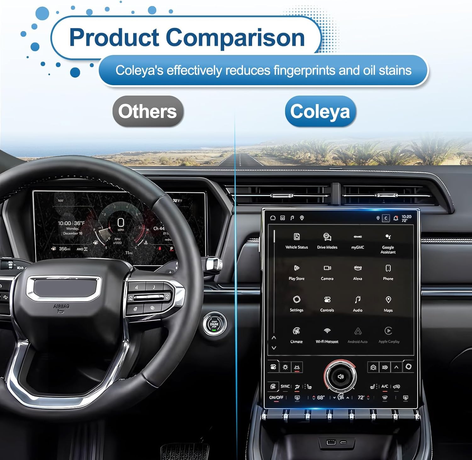 (2Pack) 2025 2026 Terrain Screen Protector for GMC Terrain (15Inch Navi+11Inch Dash) (Elevation/Denali/AT4), 9H Tempered Glass 2025 2026 Terrain Accessories Anti-Scratch&HD Transparent 15"&11"