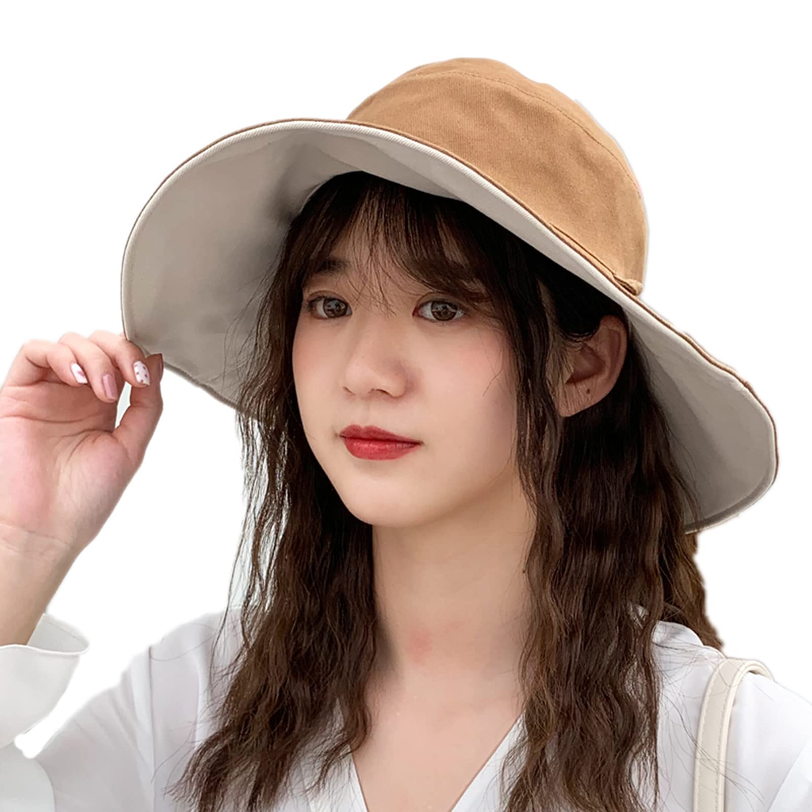 ZumZup Women Visors Girl Double-sided Cap Hats Bucket Hat Sun Protection Sunscreen Fisherman Hat