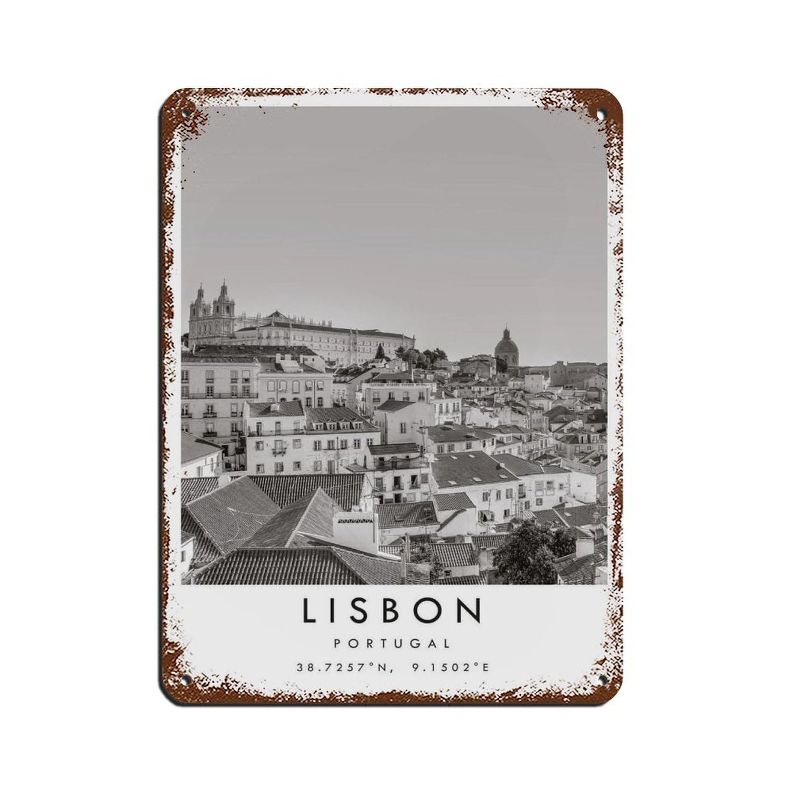 Lisbon Travel, Lisbon Poster (2) Retro Poster Metal Tin Sign Chic Art Retro Iron Painting Bar People Cave Cafe Family Garage Poster Wall Decoration 12x16inch(30x40cm)