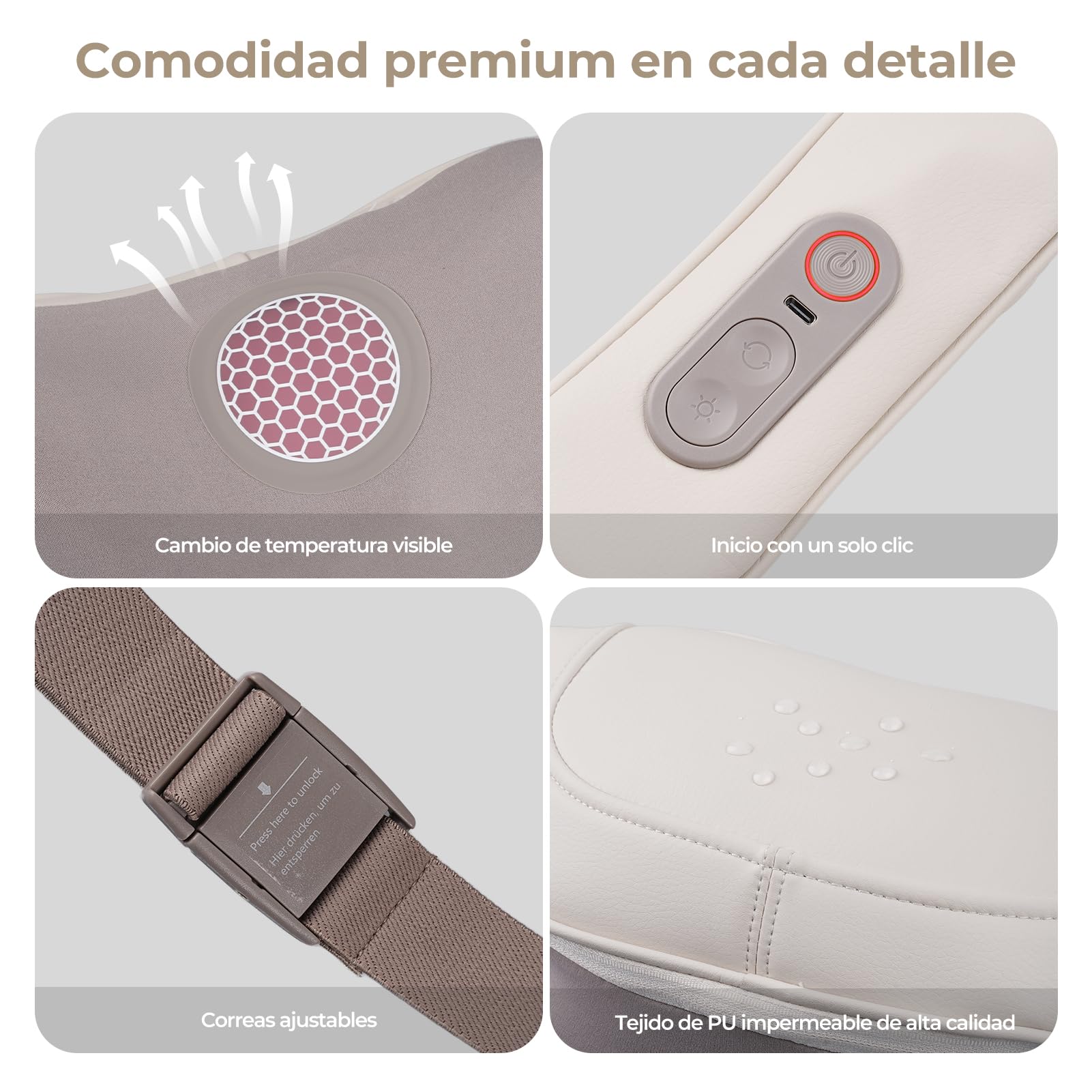 Masajeador Cervical y de Espalda con Calor – Masajeador Eléctrico de Cuello y Cervicales Aspria, Cojín de Masaje Relajante para Hombres y Mujeres, Regalo Bienestar en Casa o Oficina