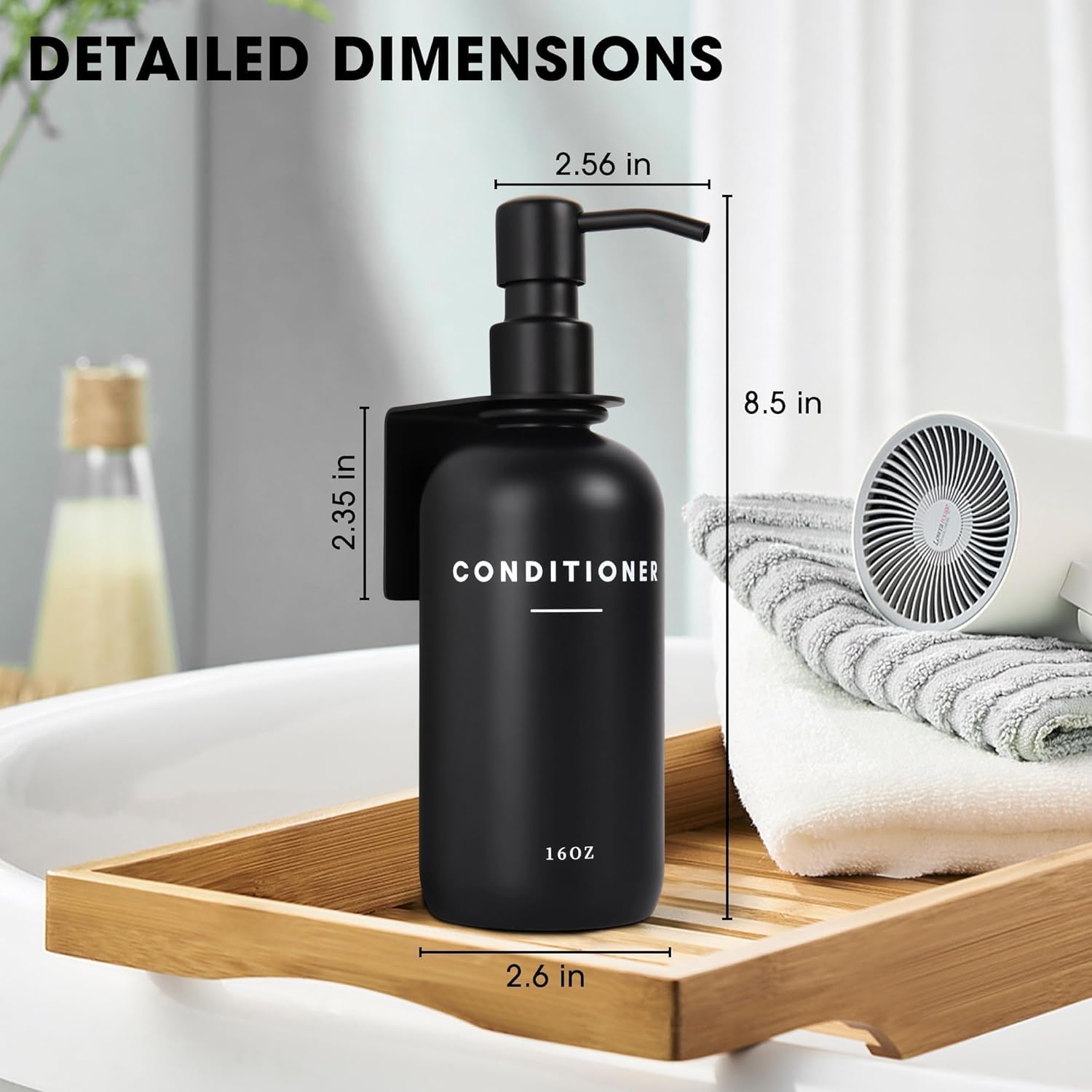 Set of 3 Shampoo and Conditioner Dispenser, 16oz Wall Mounted Shower Dispenser Stainless Steel Support, Easy to Replenish Stainless Steel Pump Head Durable Shower Soap Dispenser and Shampoo Dispenser - Image 4