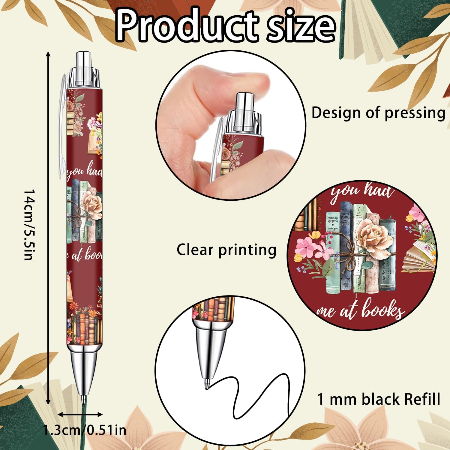 Idealmuzik Book Lover Pens Set – Cute Reading-Themed Gel Pens for Women, Teens, and Kids – Cozy Library Aesthetic Stationery for Journalers, Students, and Writers, 8 Pack