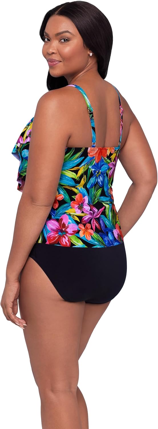 Women's Adjustable Four Tier Lena Swim Tankini Top with Built-in Bra Support