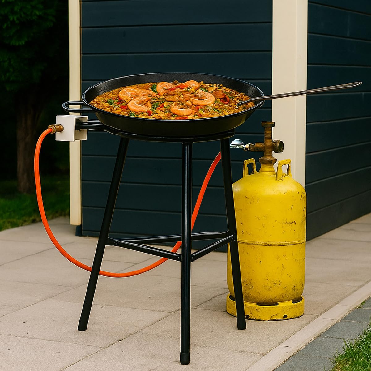 Kochmann Germany Paella-Gasbrenner mit 2-Brennringen, 40 cm - Leistung 10,5 kW bei 50 mbar Perfekt für Paella Pfannen, Grillplatten, Woks und mehr