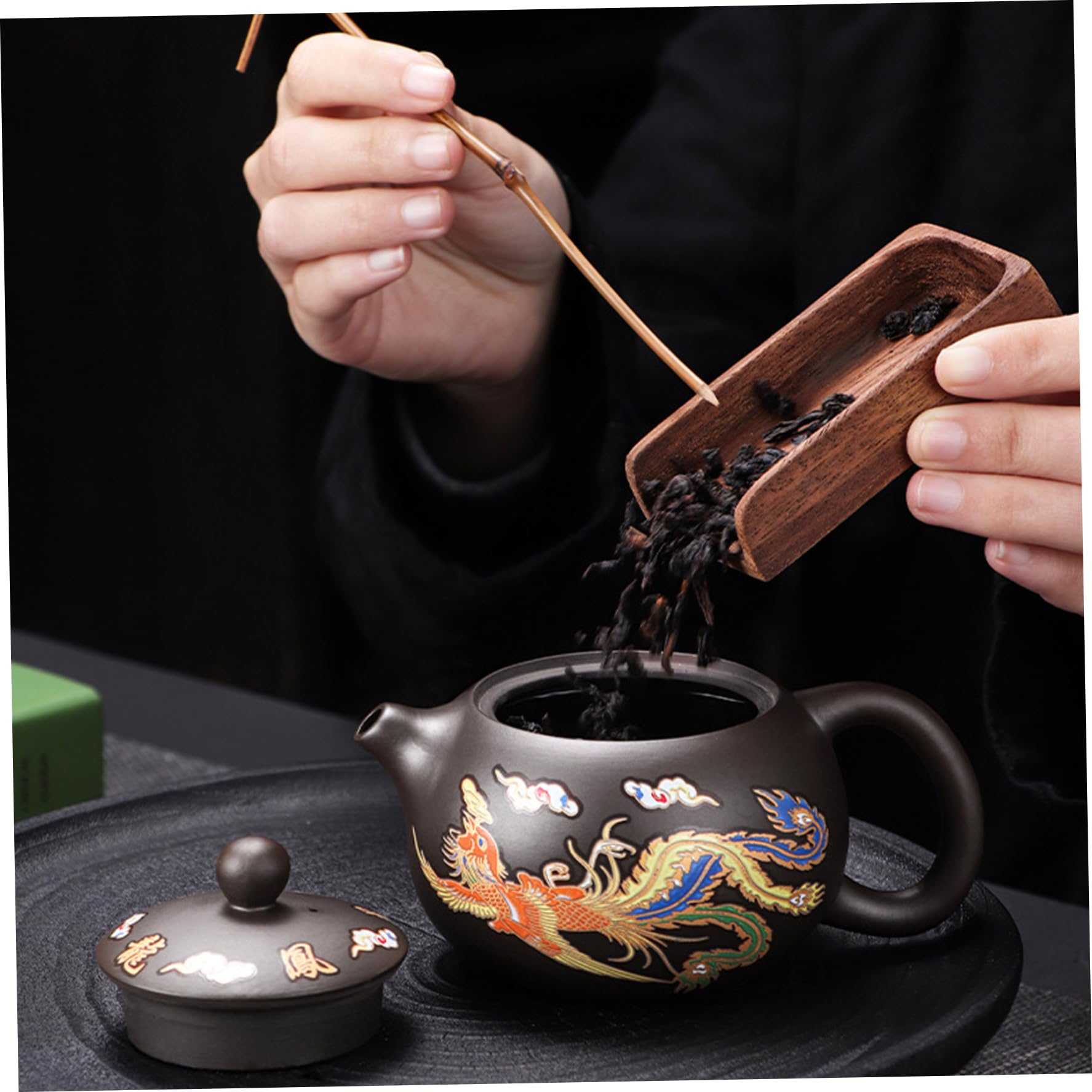 Keramik -Teekanne Drache und Phoenix Chinesische Teekannenfarbe Kung Fu Tea Pot mit Griff und Infuser 250 ml breiter Mund Mund Traditioneller Keramik -Tee -Tee -Geschenk, Schaumstoffverpackung