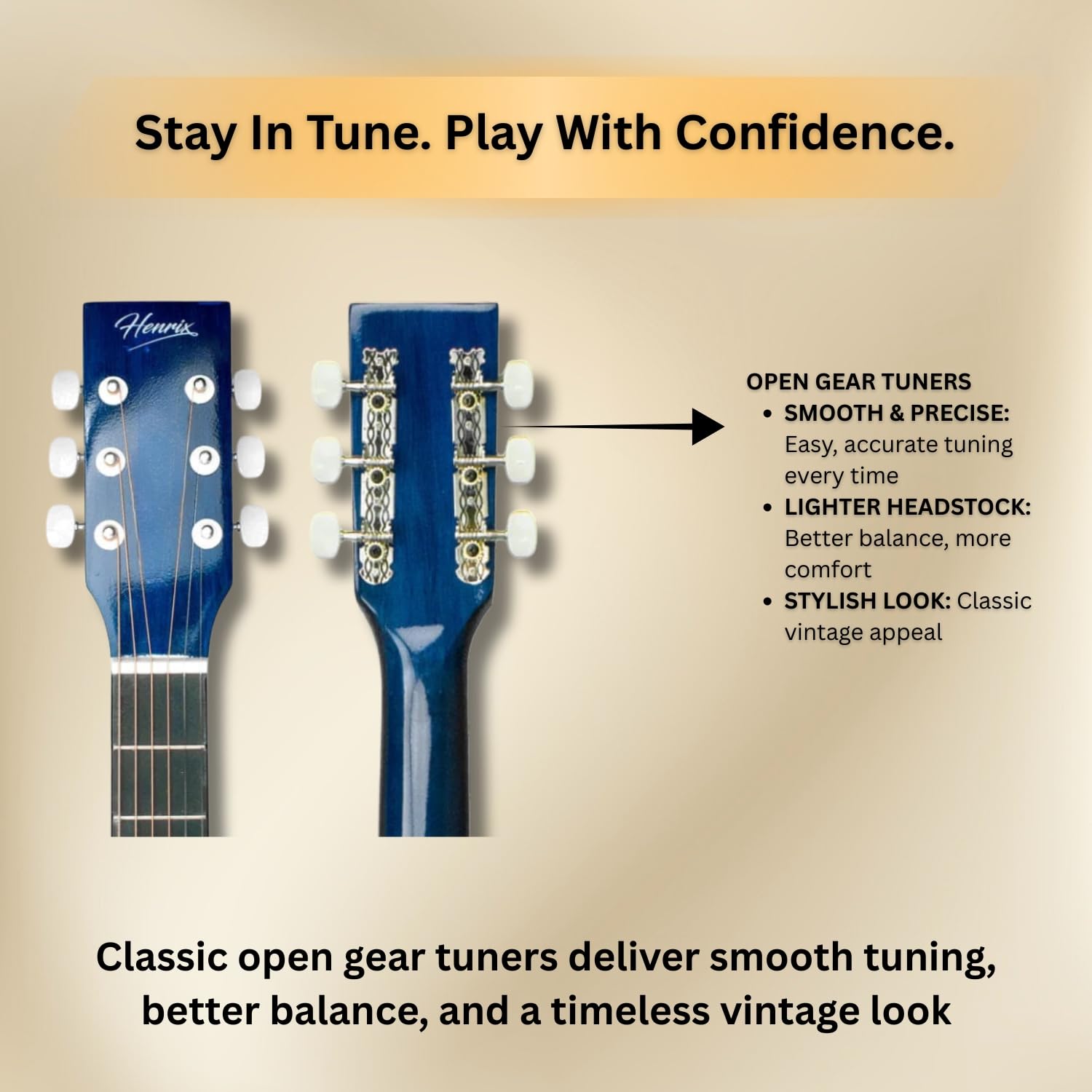 Henrix 38C 38 Inch Basswood Cutaway Acoustic Guitar With Dual Action Truss Rod, Gigbag, Picks, String Set, String Winder, Strap, Polishing Cloth & Ebook - Blue Burst 4