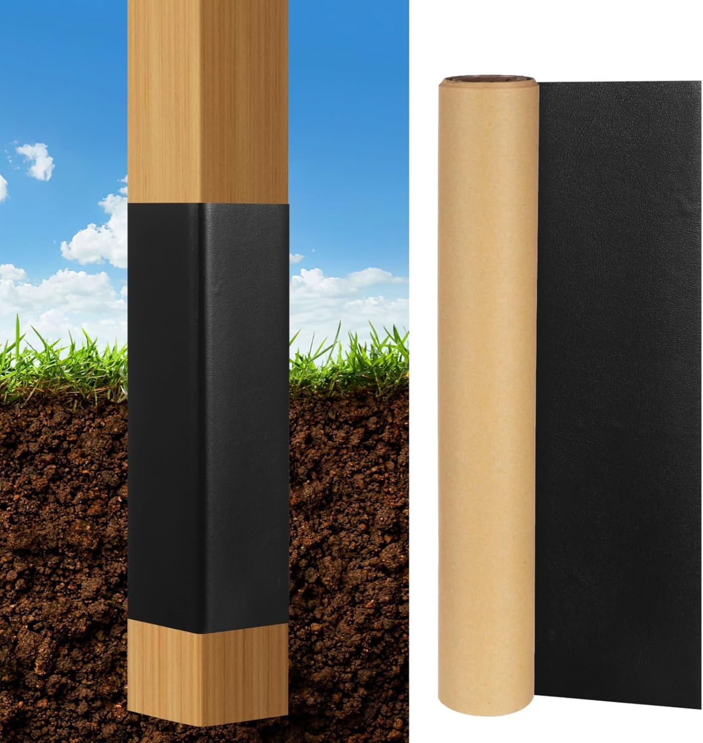 Waterproof PVC Post Protector Wrap, Corrosion-Resistant for 3 to 5 Inches Posts, Includes Scissors for Quick Installation and Adjustable Sizing