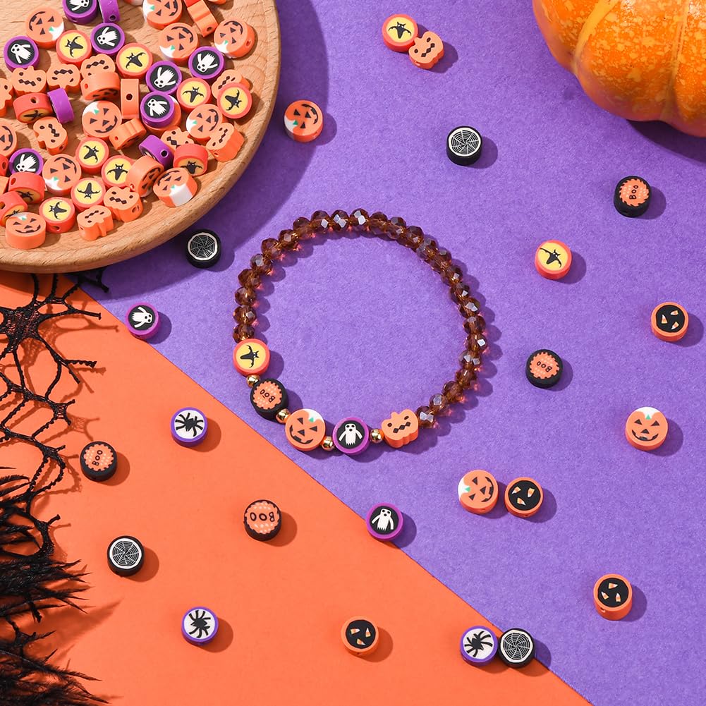 Stiesy Halloween-Perlen Aus Polymer-Ton – 200 Stück, Mit Totenkopf, Fledermaus & Kürbis, Für DIY-Schmuck
