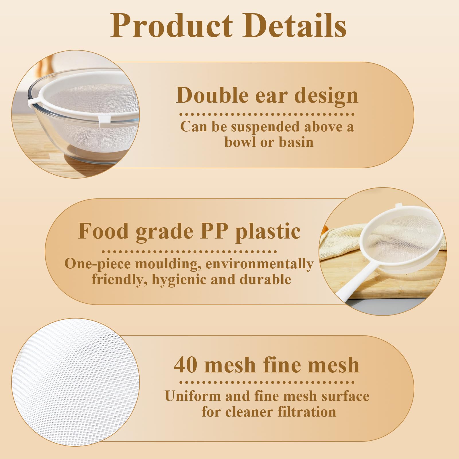 Sekfpnk Colador de plástico blanco con raspador de silicona verde, 14 cm de diámetro, apto para filtrar yogur, fruta, leche de soja y verduras — view 3
