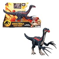 Mattel Jurassic World - Terizinosauro Attacca e Ruggisci, dinosauro con azione d'attacco