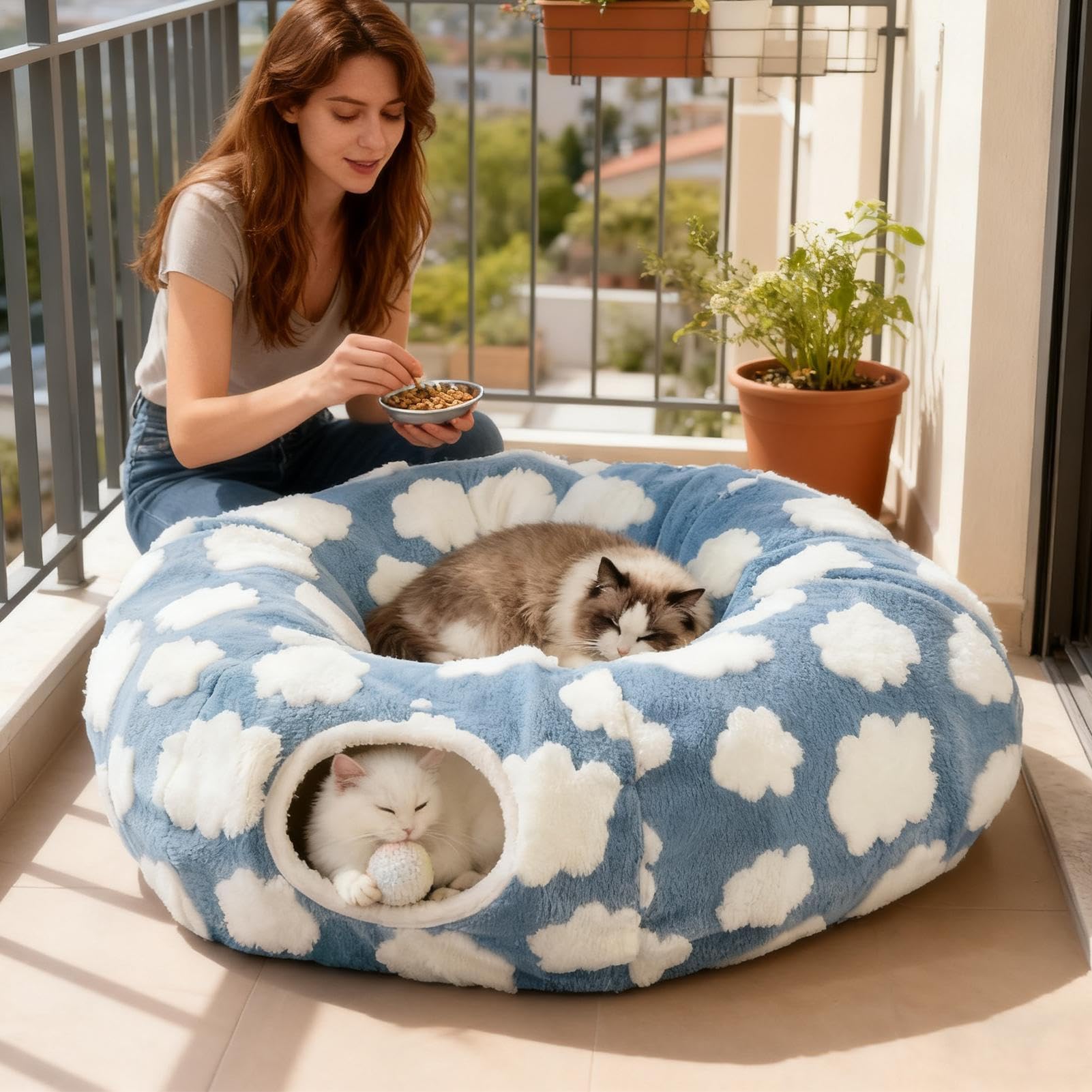 Tunnel De pour Chat Nid Lavable et Mignon | Tunnel Lit Mignon Pour Chat Pour Chaton Chiot Petit Chien Lapin Enrichissement Animaux Intérieur Chambre Salon Décoration