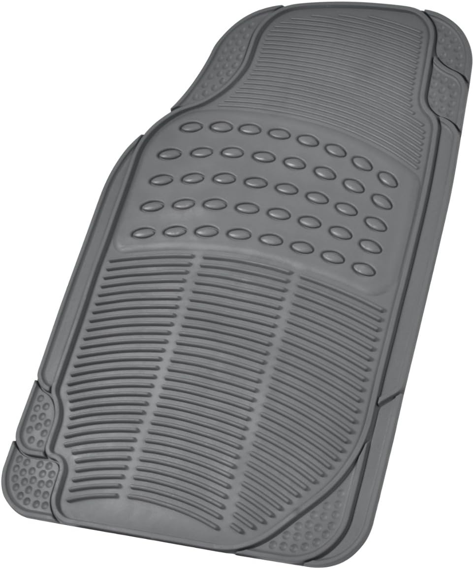 U.A.A. Inc. All Weather Solid Gray Rubber Trimmable Front & Rear 4 Pieces Universal Car Van Truck Floor Mats Set MT-9001GR