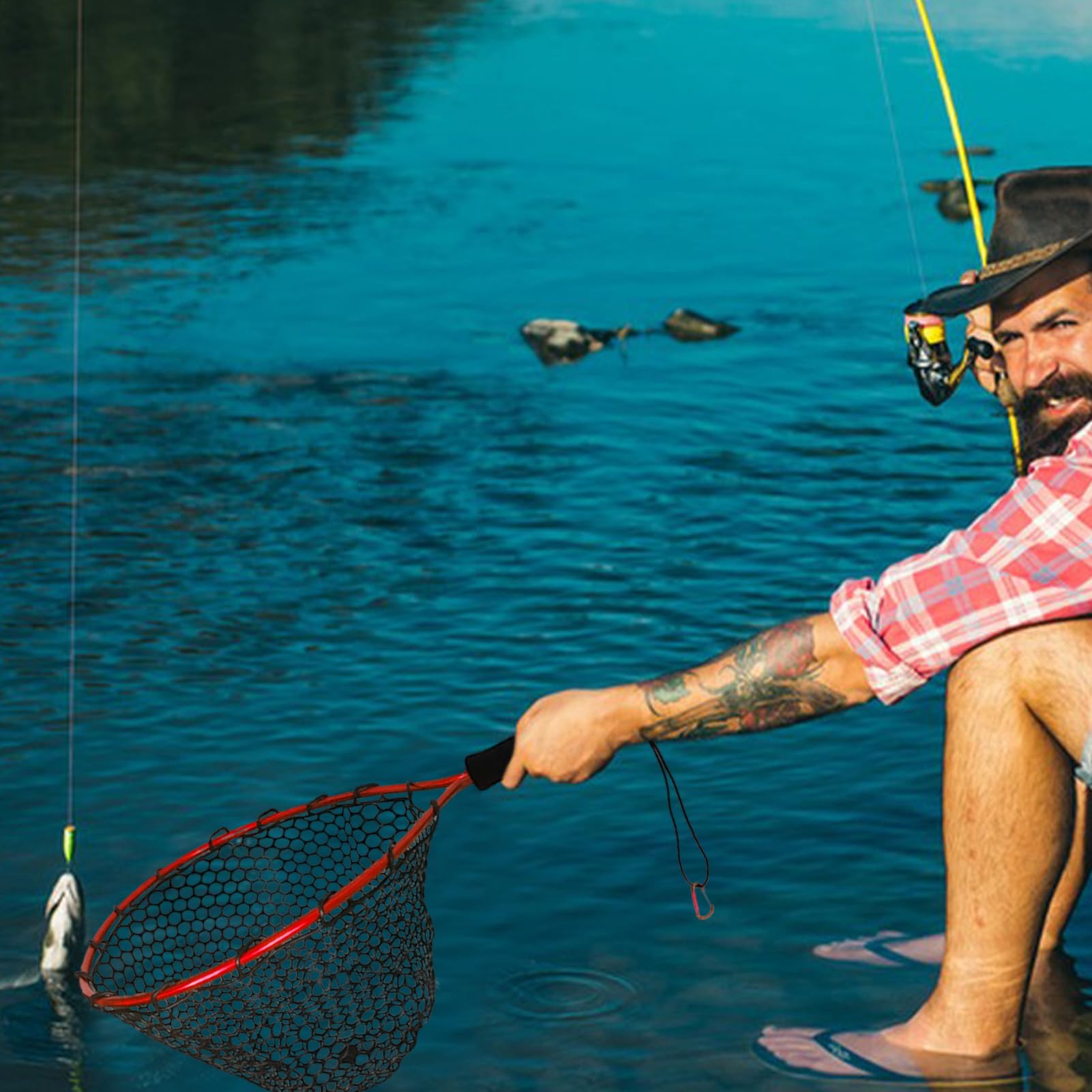 Reti da pesca per la pesca | strumento di cattura per acquario, multifunzionale e portatile, per kayak, stagno di montagna, acqua salata, acquario, letto di fiume e zone piane