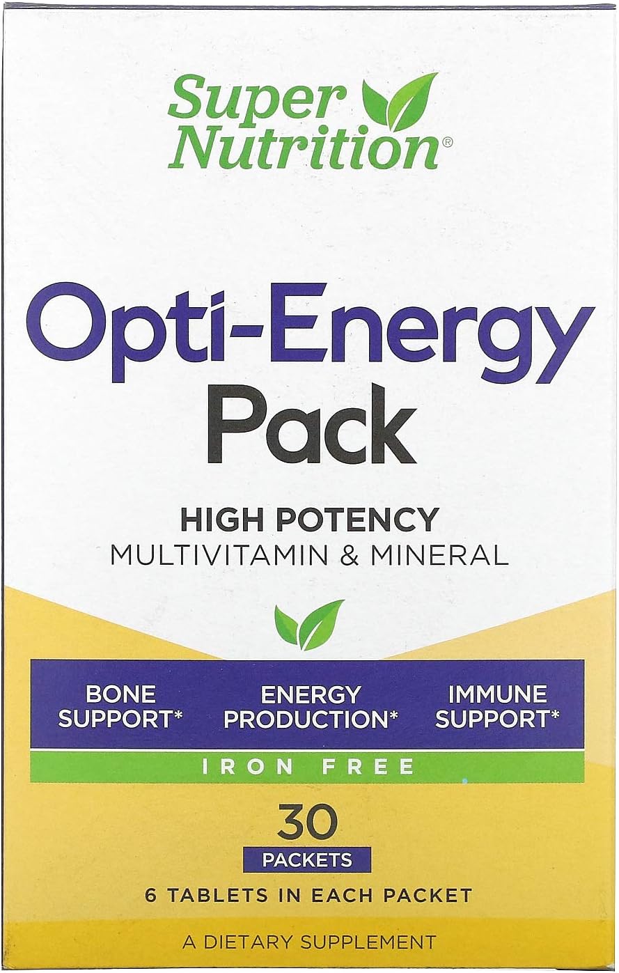 Super Nutrition Opti-Energy Pack, Multivitamin & Mineral, Iron-Free, 30 Packets