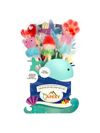 Apexy Handcrafted Creative 3D Lollipop Sugar Free, Artistic Candy for Kids & Adults, Fun Party Favors & Gifts, Individually Wrapped 0 Sugar, Assorted Designs 3D Lollipop Set