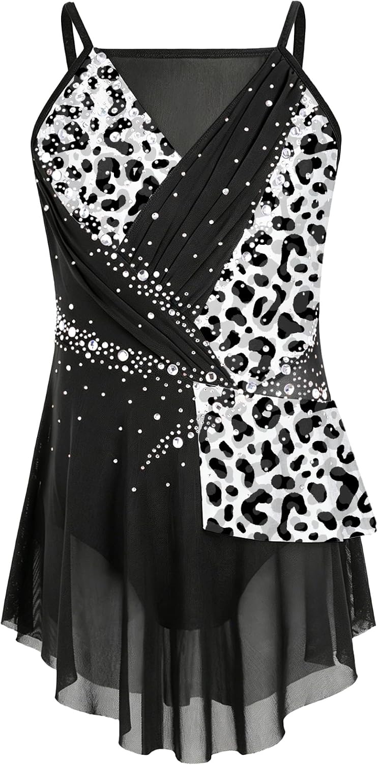 Gymnastics Leotards Figure Ice Skating Dress for Girls Kids