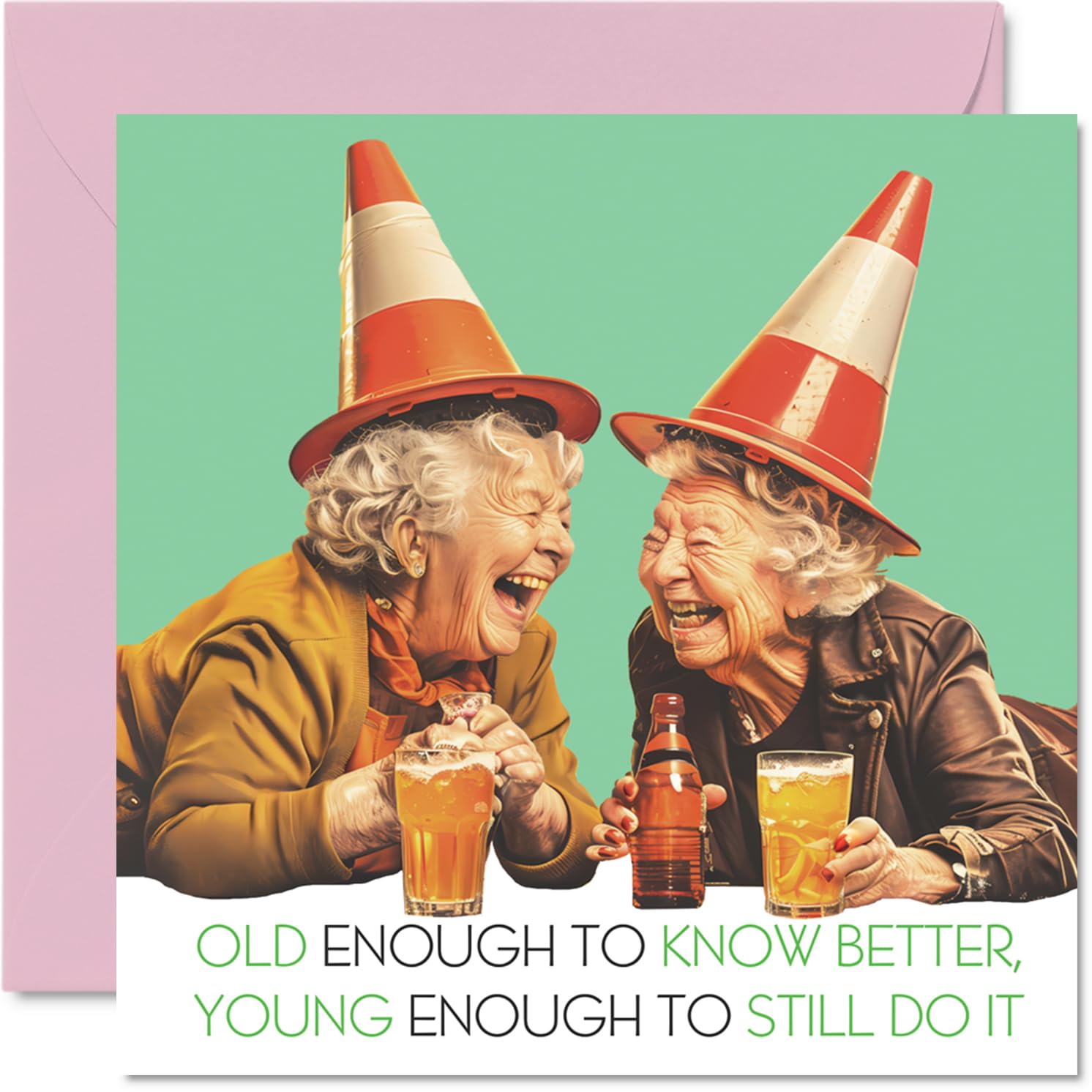 Fun Birthday Cards for Women - Cone Heads - Happy Birthday Card for Mum Sister Daughter Nan Cousin Friend Bestie, 145mm Joke Humour Banter Bday Greeting Cards