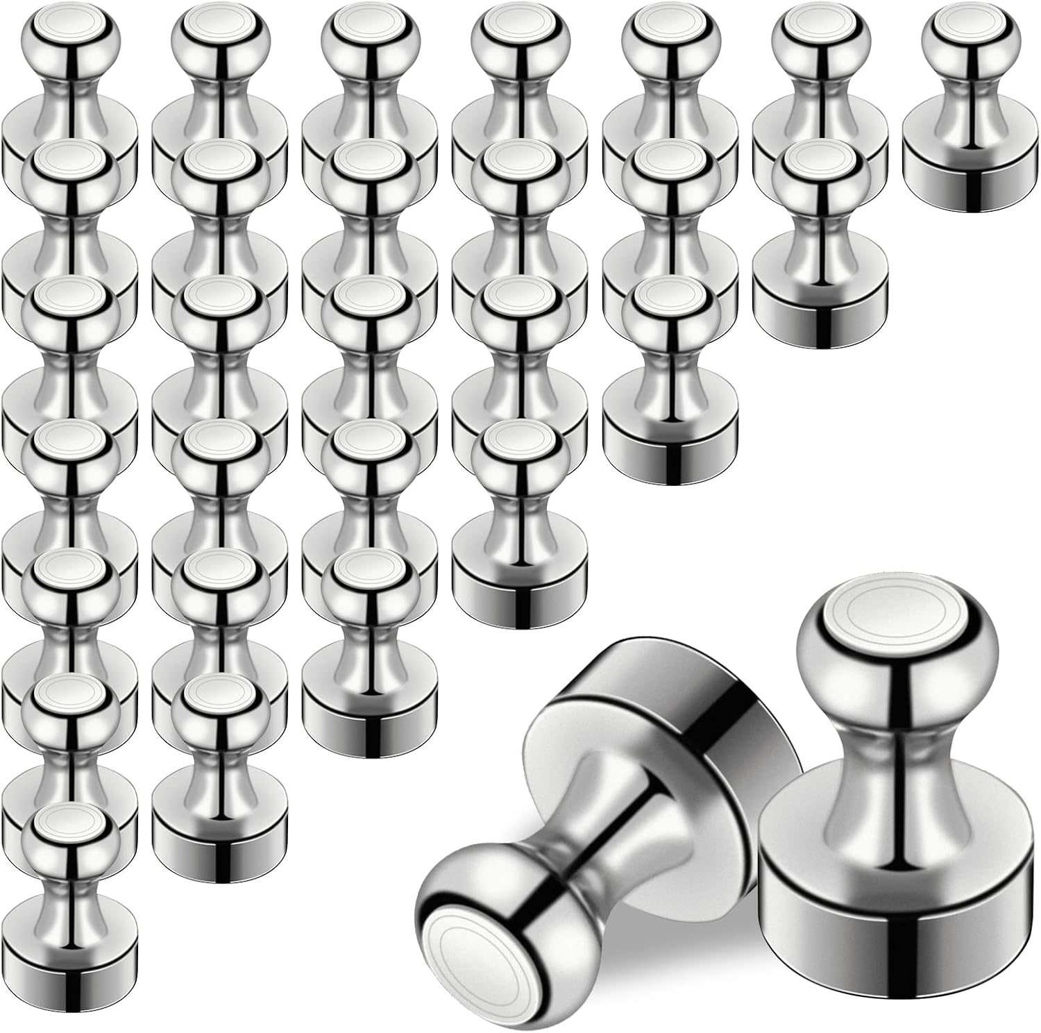 30 PCS Magnetic Push Pins Magnets, Strong Magnets Push Pins Refrigerator Magnets, Small Magnet Neodymium Magnet Perfect for Fridge Magnets, Whiteboard Magnets, Map Magnets, Kitchen Magnets