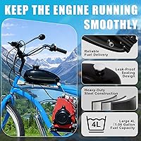 Vista 3 de Depósito de combustible de acero de 4L con tapa, se adapta a bicicletas motorizadas de 49cc 50cc 60cc 66cc 80cc 90cc, kit de reemplazo de tanque