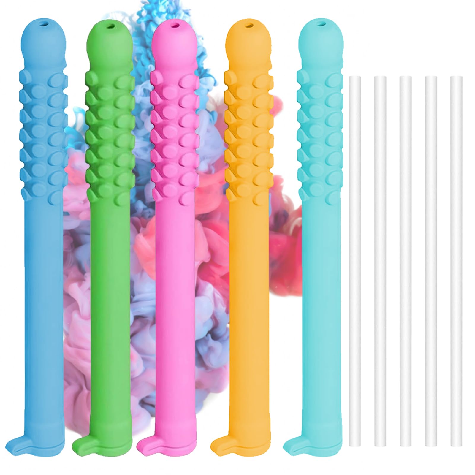 5Pcs Chewable Breather Quit Smoking with 5 Refill Sticks Chewable Breather Sticks,Portable Quit Smoking Sticks with Multiple Flavors for Concentration