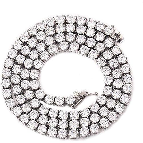 ANTI-TARNISH Stainless Steel 1 Row Tennis Necklace Choker Chain Lab Created Diamonds 4MM 1 Row Solitaires Necklace 16-24 inches Bracelet 6.5-9 inches