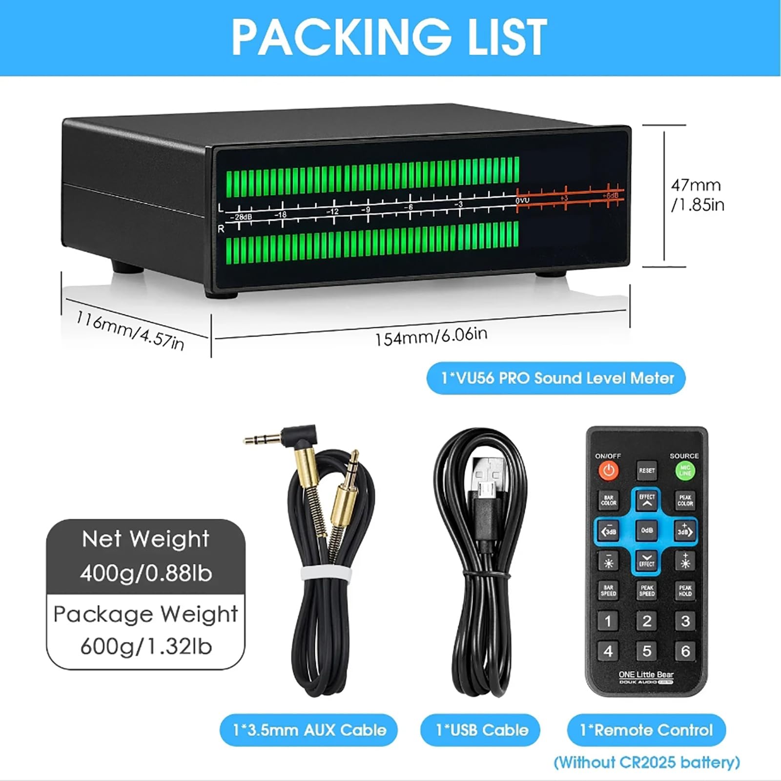 5 MmVisualizzatore di Spettro Musicale, Monitor Analizzatore Audio con Telecomando, 8 Effetti di Visualizzazione E Colori Commutabili, con Ingressi E Uscite RCA E AUX da 3,5 Mm