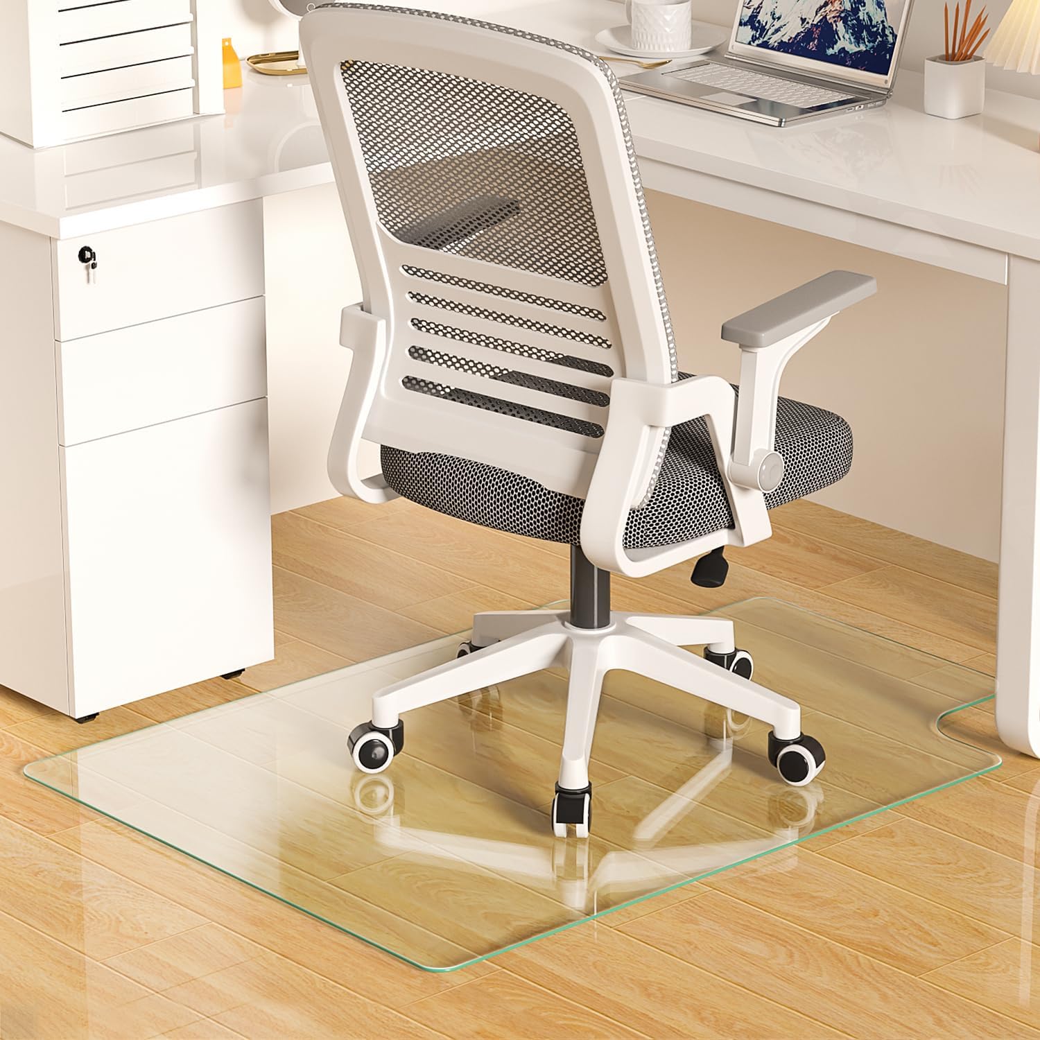Antok Office Chair Mat, 36“x46” Tempered Glass Floor Mat