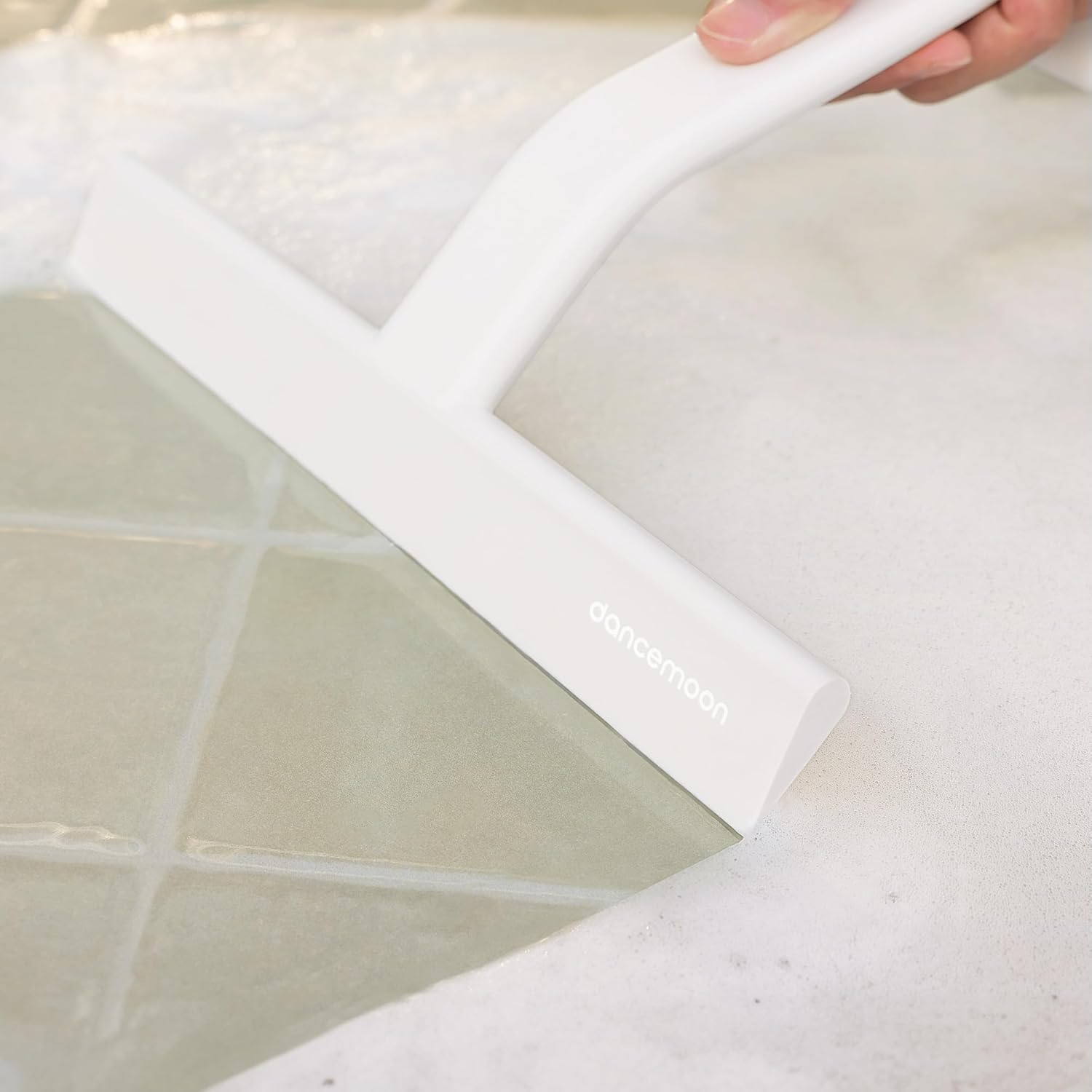 dancemoon JustHang Shower Squeegee One Piece Silicone Squeegee Shower with Built-in Hook for Shower Screen 25cm White – Bild 8