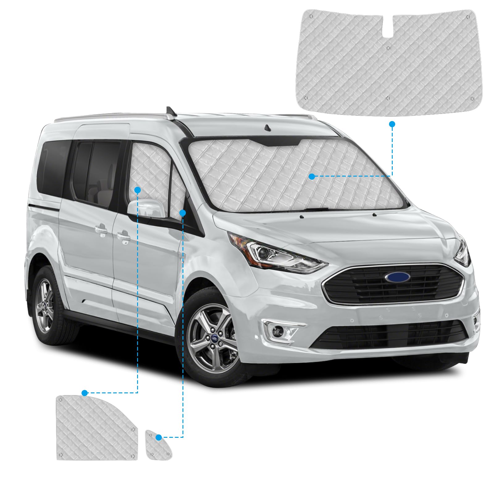 Sonnenschutz Ersatz für Ford Connect 2022-2026, 3-teiliges Set Thermomatte