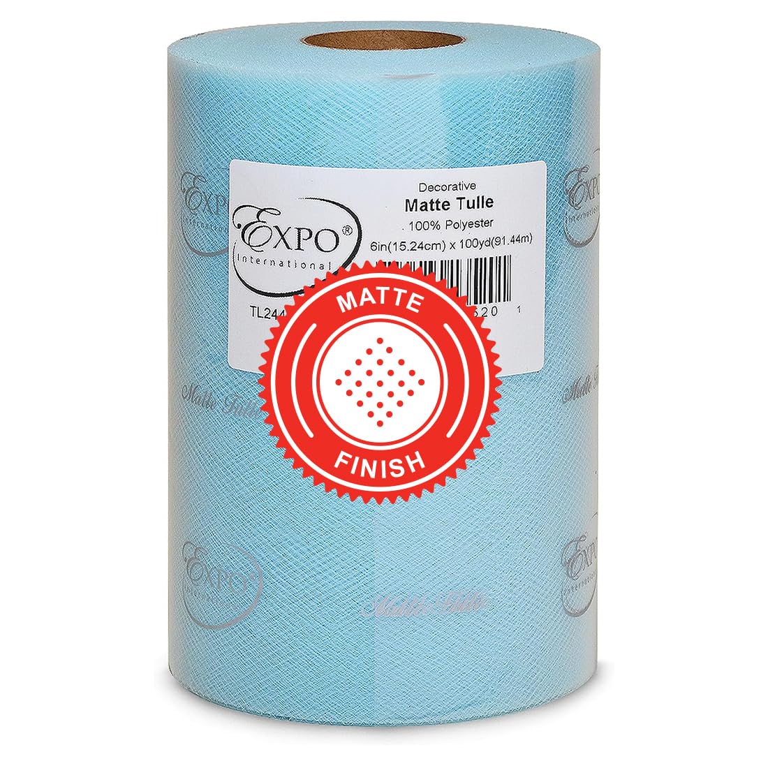 Expo International Decorative Matte Tulle Spool of 6 inch X 100 yards | Light Blue